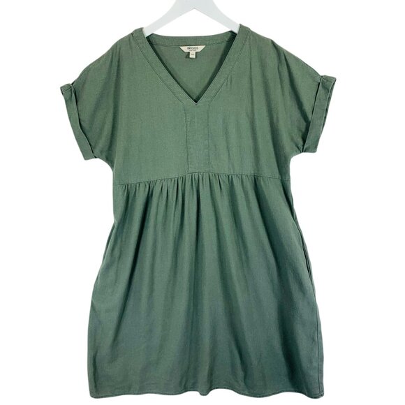 khaki /olive linen blend tunic dress pull on Briggs New York size medium - Picture 6 of 14